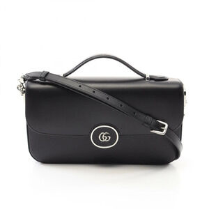 Gucci Double GG Shoulder Bag Leather Black
